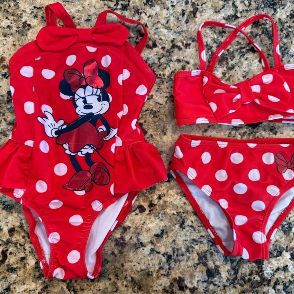 Red with White Polka Dot Minnie Mouse Swim Set (New)